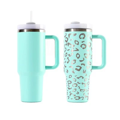 Mug caife inslithe cruach dhosmálta Leopard 40oz léasair 40oz