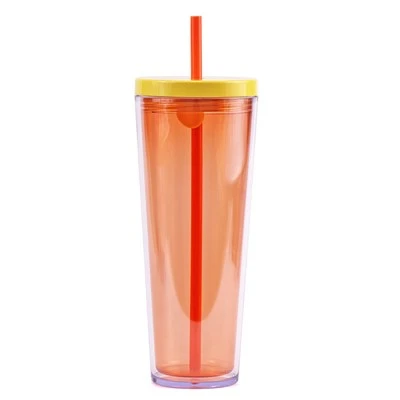 Tumbler aicrileach clasaiceach le clúdach agus tuí